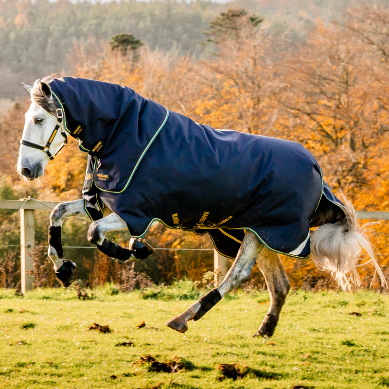 Horseware Rambo Duo Force 2.0 Turnout Rug Bundle - Navy/Teal-2